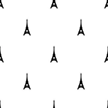 Seamless pattern with eiffel tower icon on white background. Vector illustration Illustrazione stock