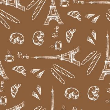 Seamless pattern Eiffel Tower Stock Illustration