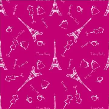 Seamless pattern Eiffel Tower Stock Illustration