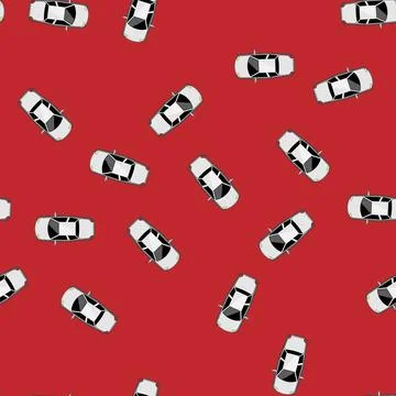 Seamless pattern electric car top view cartoon vector Stock Illustration