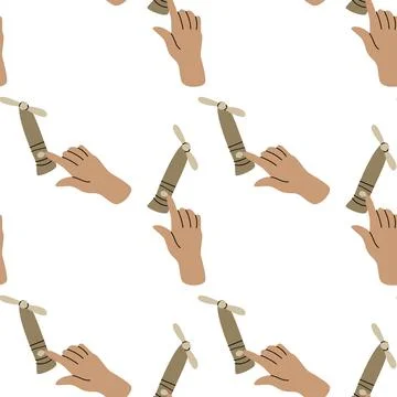 Seamless pattern with electric desk fan or hand fan Stock Illustration