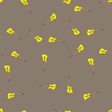 Seamless pattern electric guitar music cartoon vector Stock Illustration