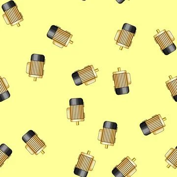 Seamless pattern Electric motor illustration representing industrial machiner Stock Illustration