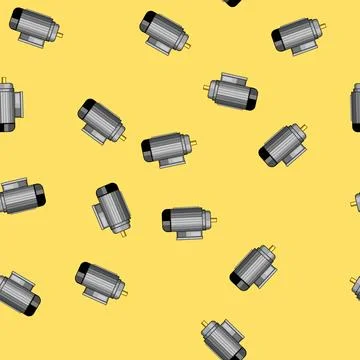 Seamless pattern Electric motor industrial equipment transforming energy Stock Illustration