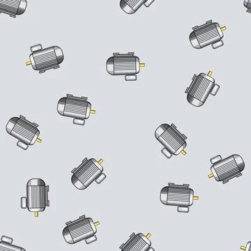 Seamless pattern Electric motor powering industry technology engineering Illustrazione stock