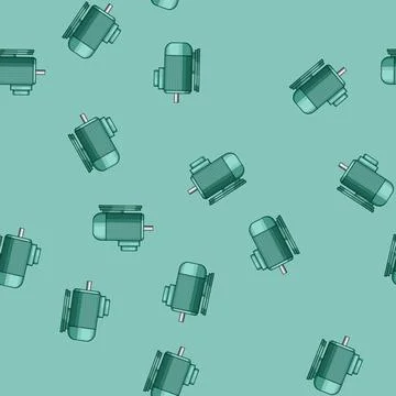Seamless pattern Electric motor providing power for industrial machinery Illustrazione stock