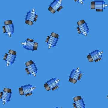 Seamless pattern Electric motor showing robust design and a shaft, representi Illustrazione stock