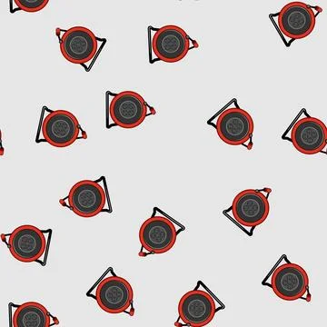 Seamless pattern Electrical extension cord reel offering power supply Stock Illustration