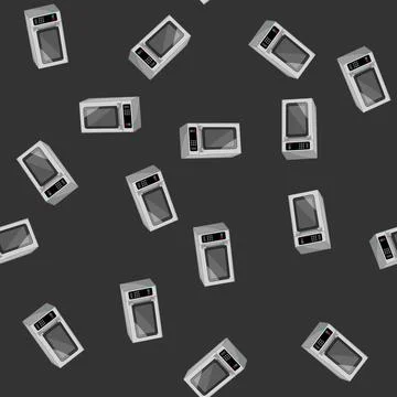 Seamless pattern electrical microwave oven cartoon vector Stock Illustration