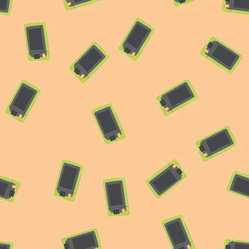 Seamless pattern electrical microwave oven cartoon vector Stock Illustration