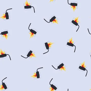 Seamless pattern electrical short circuit fire cartoon vector Stock Illustration