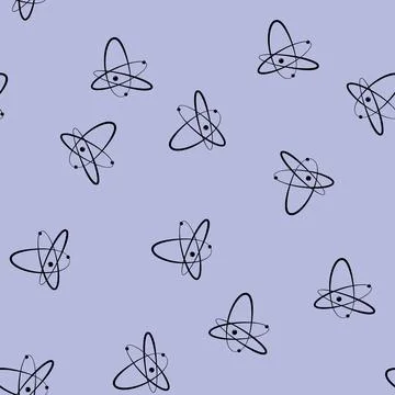 Seamless pattern electron atom orbit cartoon vector Illustrazione stock