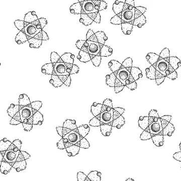 Seamless pattern electron molecule atom sketch hand drawn Illustrazione stock
