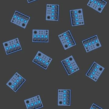 Seamless pattern electronic audio mixer cartoon vector Stock Illustration