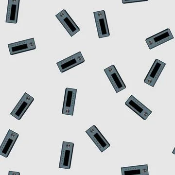 Seamless pattern electronic av receiver cartoon vector Stock Illustration