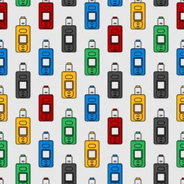 Seamless pattern electronic cigarette vaporizer vector Stock Illustration