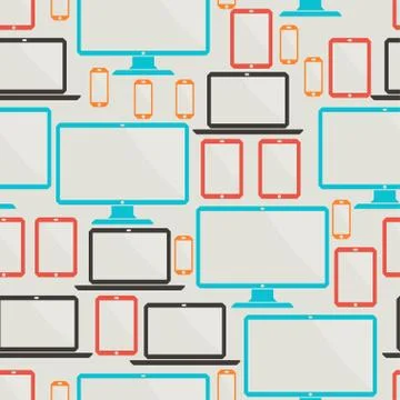 Seamless pattern with electronic devices Stock Illustration