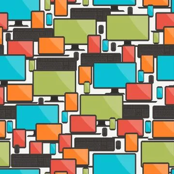 Seamless pattern with electronic devices Stock Illustration