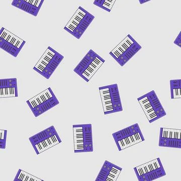 Seamless pattern electronic synthesizer audio cartoon vector Stock Illustration