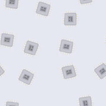 Seamless pattern electronics microchip cartoon vector Stock Illustration