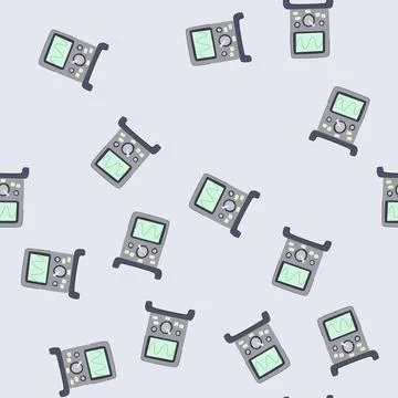 Seamless pattern electronics oscillograph cartoon vector Stock Illustration