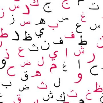 Seamless pattern with elegant and intricate Arabic, Persian alphabets, showca Stock Illustration