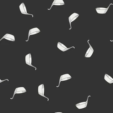 Seamless pattern elegant ceramic soup spoon cartoon vector Stock Illustration