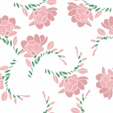 Seamless pattern with elegant flowers on a white background. Stock Illustration