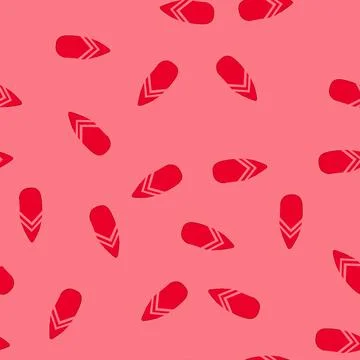 Seamless pattern elegant red almond nail shape with polish art Stock Illustration