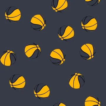 Seamless pattern element basketball ball cartoon vector Illustrazione stock