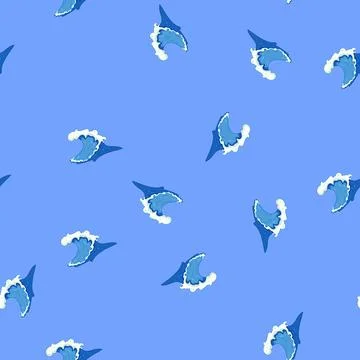 Seamless pattern element ocean waves cartoon vector Stock Illustration