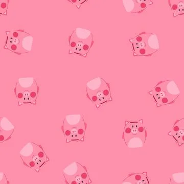 Seamless pattern element piggy bank cartoon vector Stock Illustration