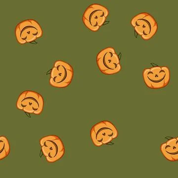 Seamless pattern element pumpkin halloween character cartoon vector Stock Illustration