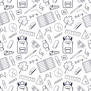 Seamless pattern with elements back to school イラスト素材