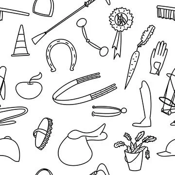 Seamless pattern with elements of equestrian Stock Illustration