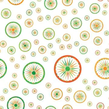 Seamless pattern with elements of the Indian flag. Flat vector illustration E Stock Illustration