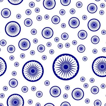Seamless pattern with elements of the Indian flag. Flat vector illustration E Stock Illustration