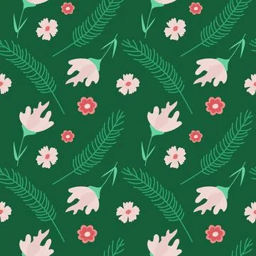 Seamless Pattern. Elements of leaves and flowers Stock Illustration