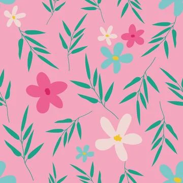 Seamless Pattern. Elements of leaves and flowers Stock Illustration