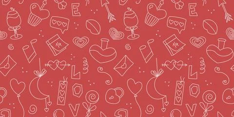 Seamless pattern with elements of romance and love Stock Illustration
