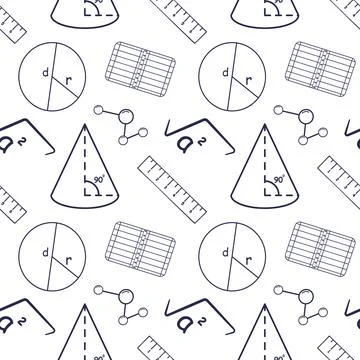 Seamless pattern with elements for school isolated on white background. Geometry Illustrazione stock