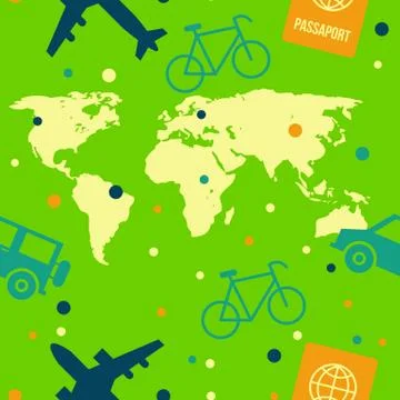 Seamless pattern with elements of travel Illustrazione stock