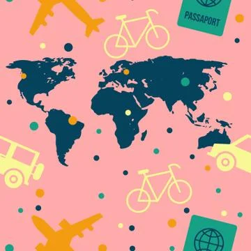 Seamless pattern with elements of travel Illustrazione stock