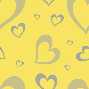 Seamless pattern with elements for Valentine's Day on a yellow background. Cute Stock Illustration