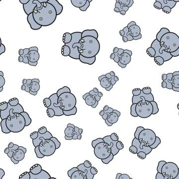 Seamless pattern of elephants in cartoon style Stock Illustration