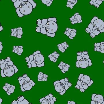 Seamless pattern of elephants in cartoon style Stock Illustration