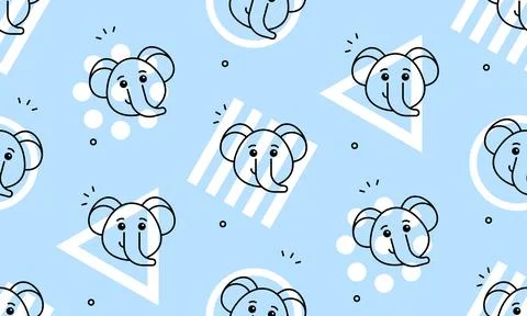Seamless pattern with Elephants Illustrazione stock