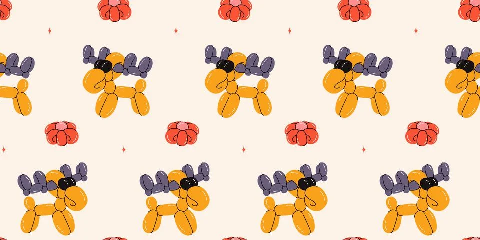 Seamless pattern with elk balloons Stock Illustration