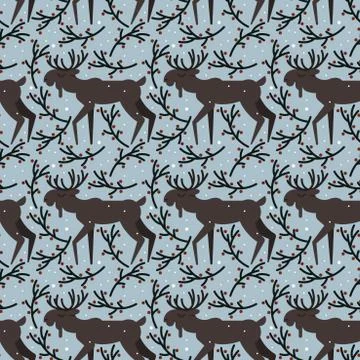 Seamless pattern with elk Stock Illustration