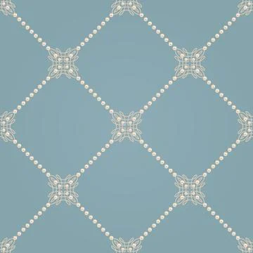 Seamless pattern with ellegant knot sign and diagonal lines of pearls. Vector Illustrazione stock